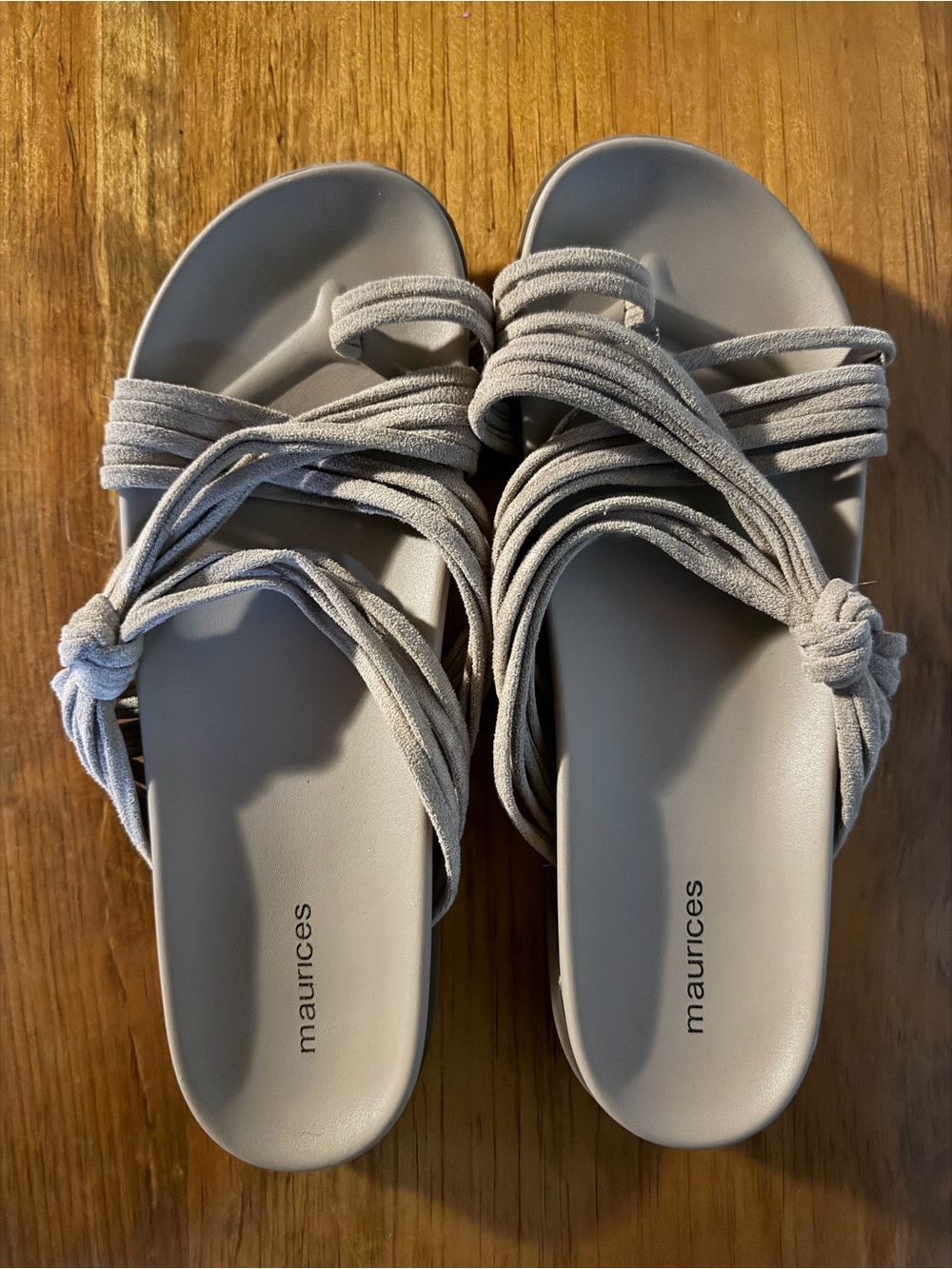 Maurices Gray Knotted Multi-Strap Slide Sandals